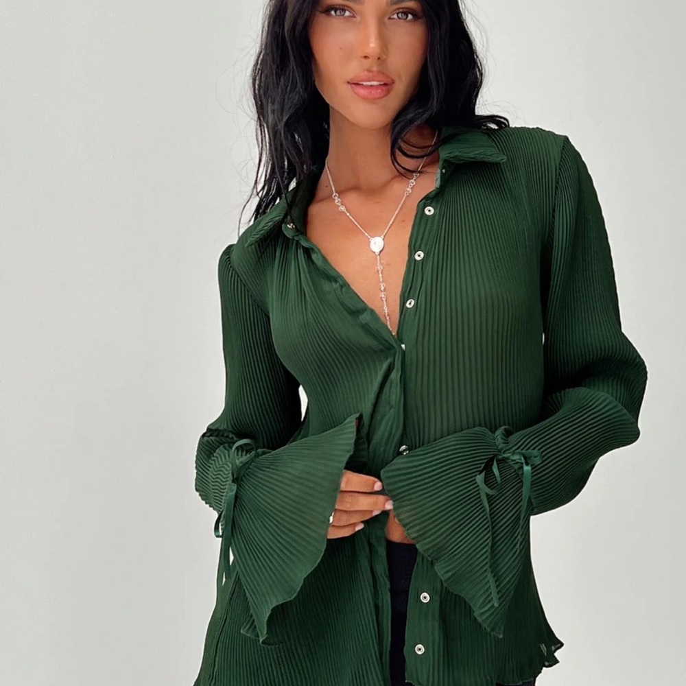 Princess Polly Deep Green Button Down Shirt
